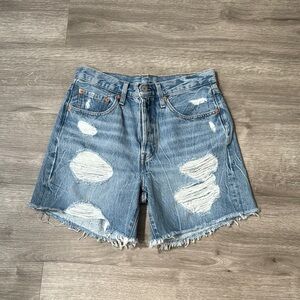 Levi's Light Blue Distressed Denim Jean Shorts